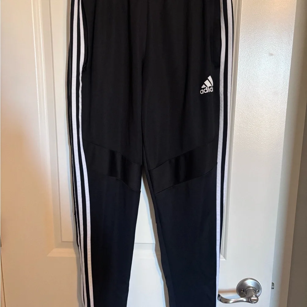 Adidas Men’s Black 3 Stripe Track Pants with zip ankle